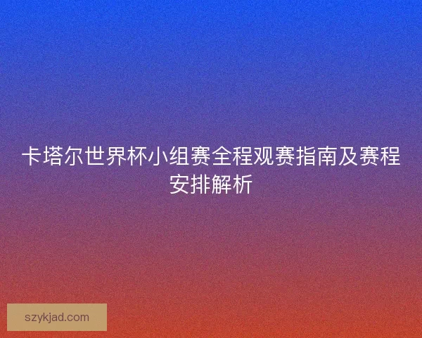 卡塔尔世界杯小组赛全程观赛指南及赛程安排解析