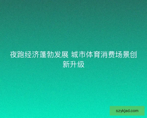 夜跑经济蓬勃发展 城市体育消费场景创新升级