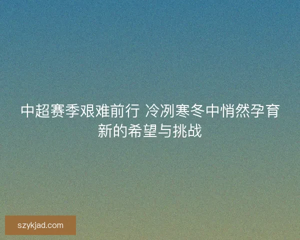 中超赛季艰难前行 冷冽寒冬中悄然孕育新的希望与挑战